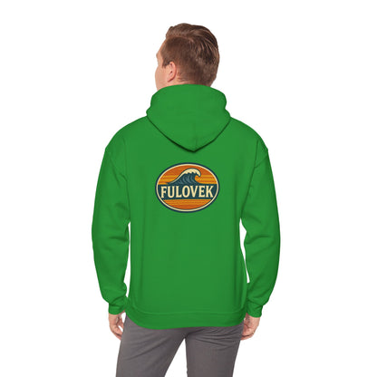 FULOVEK - Vintage Wave Logo Unisex Hoodie, Cozy Gift for Friends, Surf Culture Apparel, Casual Streetwear, Perfect for All Seasons