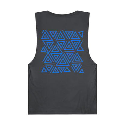 FULOVEK - Unisex Barnard Geometric Tribal BLUE Tank Top | Casual Summer Wear, Beach Attire, Workout Shirt, Graphic Tee, Gift for Friends