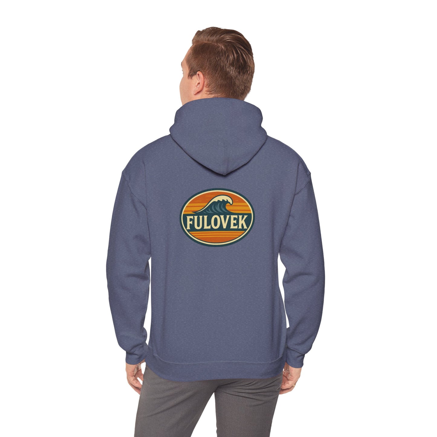 FULOVEK - Vintage Wave Logo Unisex Hoodie, Cozy Gift for Friends, Surf Culture Apparel, Casual Streetwear, Perfect for All Seasons