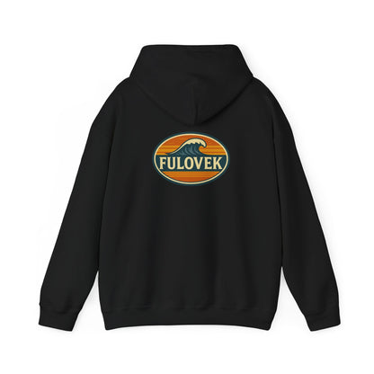 FULOVEK - Vintage Wave Logo Unisex Hoodie, Cozy Gift for Friends, Surf Culture Apparel, Casual Streetwear, Perfect for All Seasons