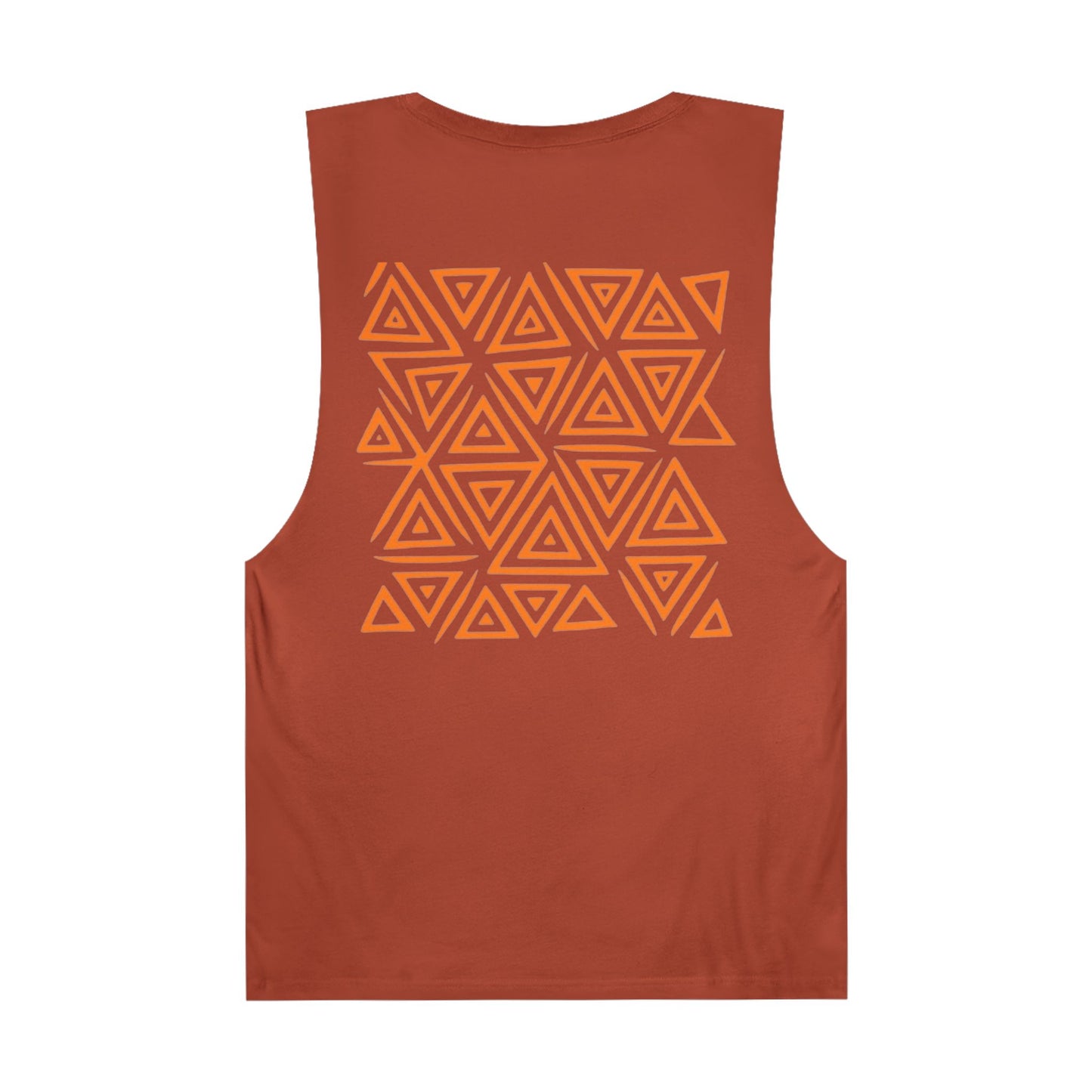 FULOVEK - Unisex Barnard Geometric Tribal ORANGE Tank Top | Casual Summer Wear, Beach Attire, Workout Shirt, Graphic Tee, Gift for Friends
