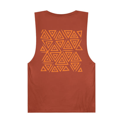FULOVEK - Unisex Barnard Geometric Tribal ORANGE Tank Top | Casual Summer Wear, Beach Attire, Workout Shirt, Graphic Tee, Gift for Friends