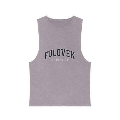 FULOVEK - Unisex Stonewash Tank Top - Surf's Up Design for Beach Lovers