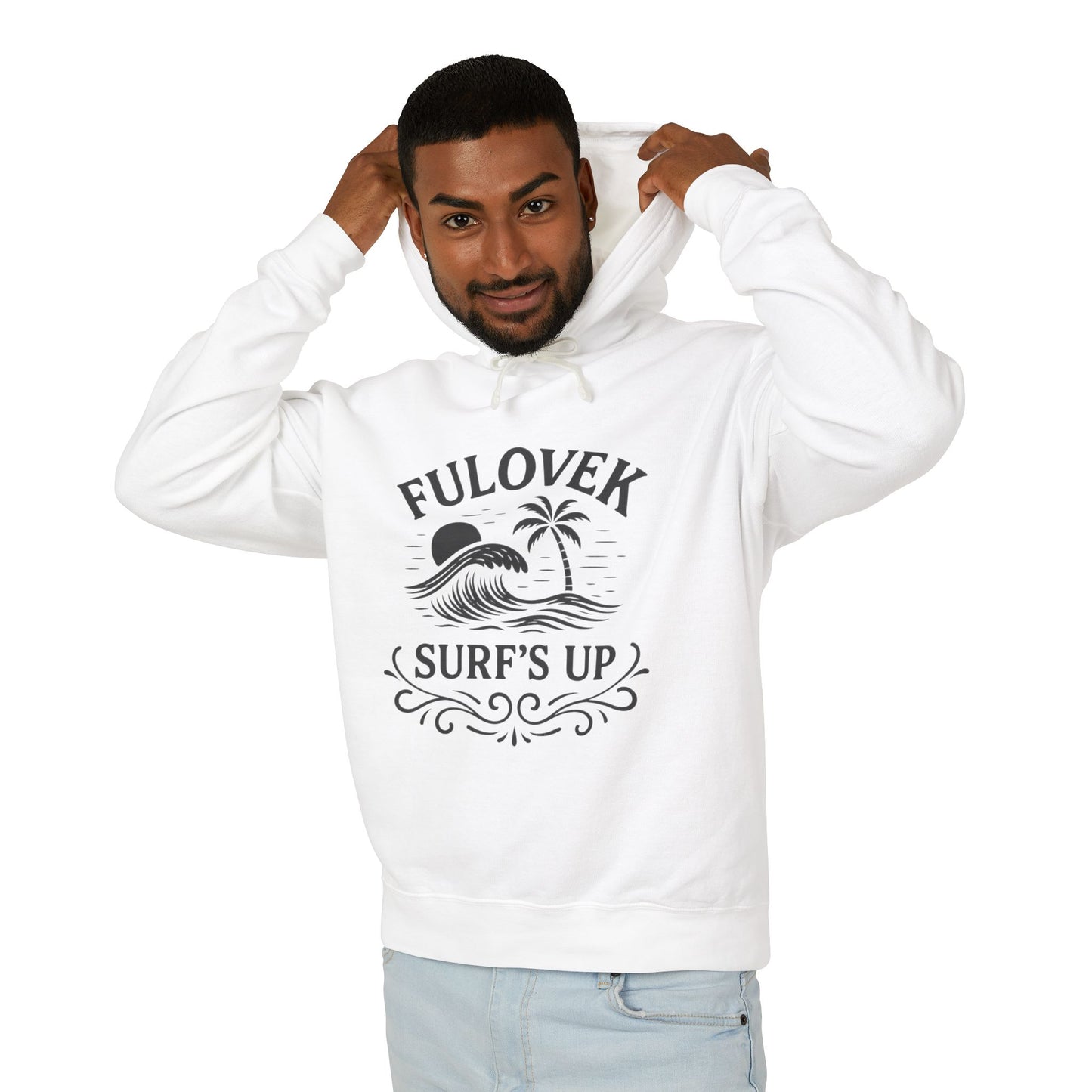 FULOVEK - Surf's Up Unisex Hooded Sweatshirt - Beach Vibes Apparel, Casual Wear, Gift for Surfers, Summer Fashion, Comfortable Lightweight Hoodie