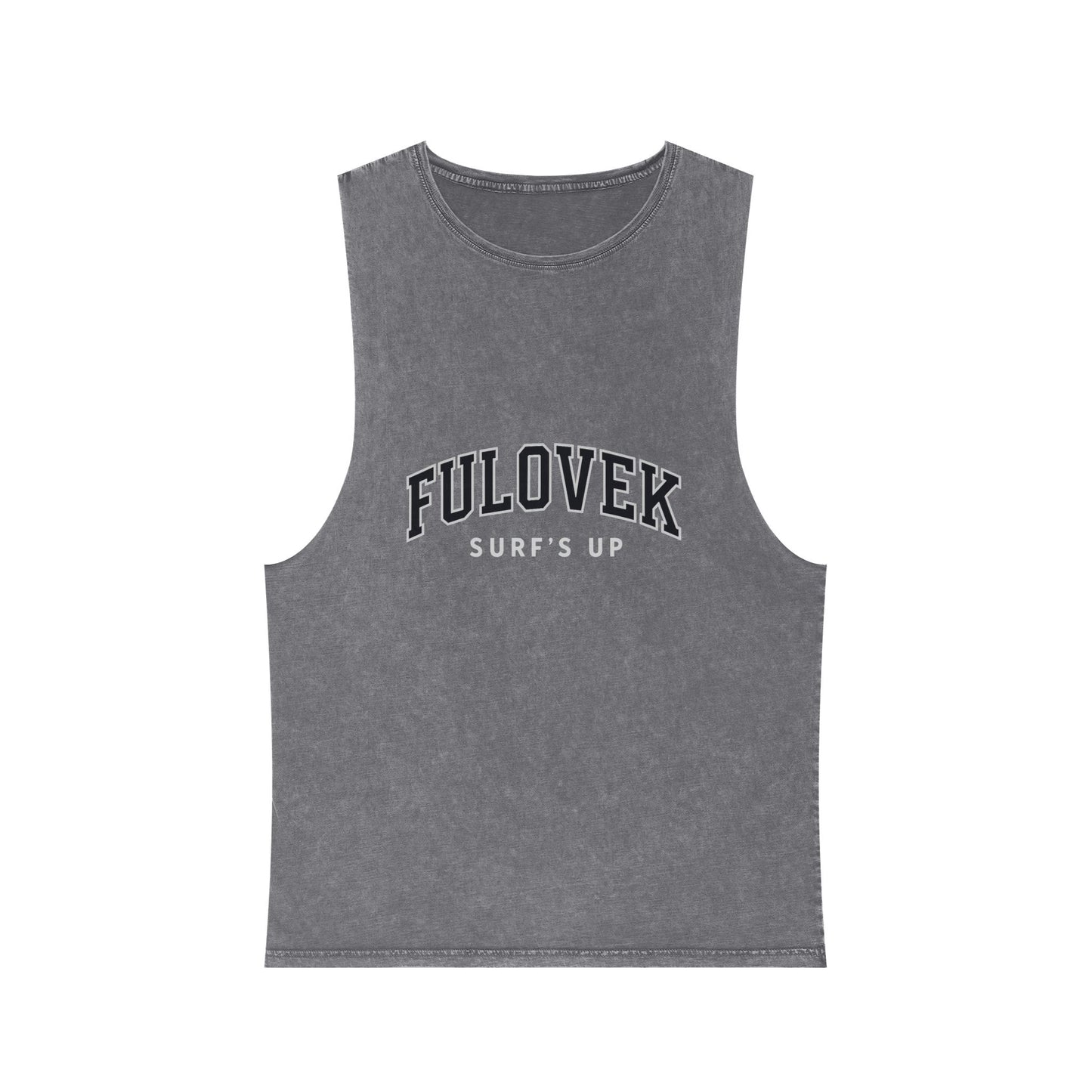 FULOVEK - Unisex Stonewash Tank Top - Surf's Up Design for Beach Lovers