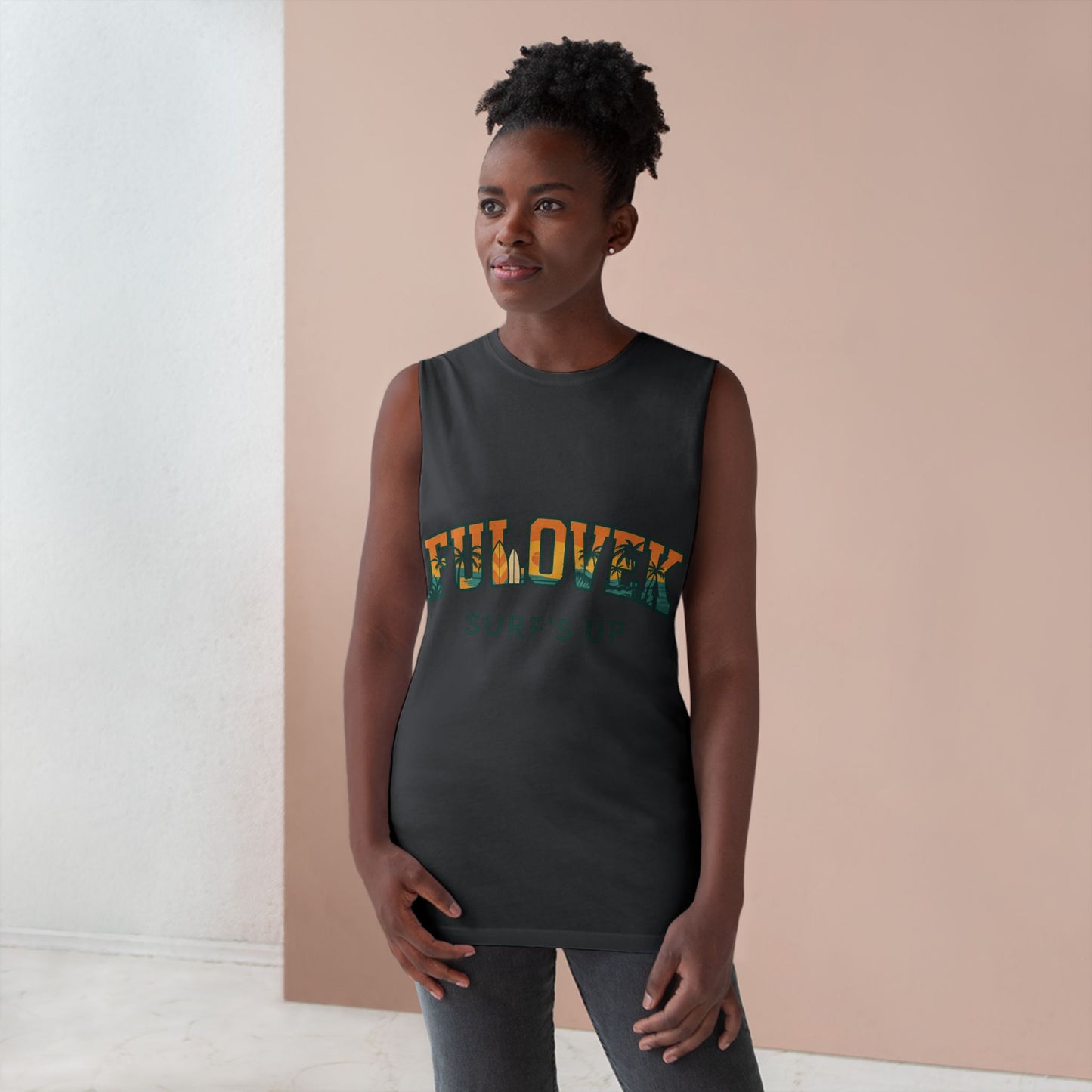 FULOVEK - Unisex Surf's Up Tank Top - Relaxed Casual Style for Beach Lovers
