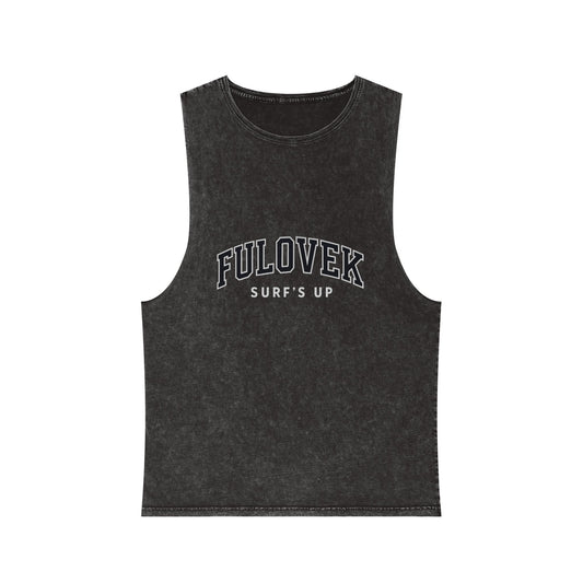 FULOVEK - Unisex Stonewash Tank Top - Surf's Up Design for Beach Lovers