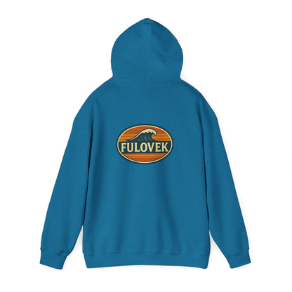 FULOVEK - Vintage Wave Logo Unisex Hoodie, Cozy Gift for Friends, Surf Culture Apparel, Casual Streetwear, Perfect for All Seasons