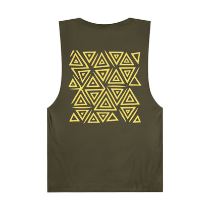 FULOVEK - Unisex Barnard Geometric Tribal YELLOW Tank Top | Casual Summer Wear, Beach Attire, Workout Shirt, Graphic Tee, Gift for Friends