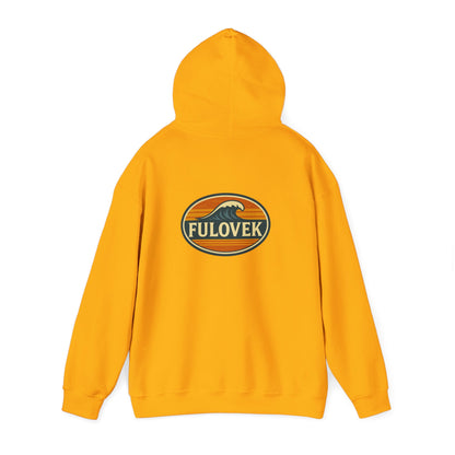 FULOVEK - Vintage Wave Logo Unisex Hoodie, Cozy Gift for Friends, Surf Culture Apparel, Casual Streetwear, Perfect for All Seasons