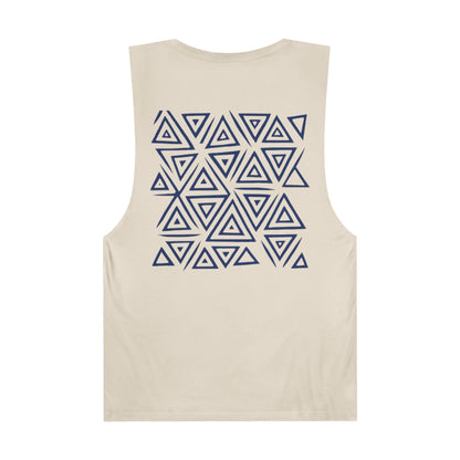 FULOVEK - Unisex Barnard Geometric Tribal DARK BLUE Tank Top | Casual Summer Wear, Beach Attire, Workout Shirt, Graphic Tee, Gift for Friends