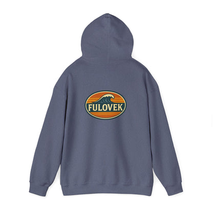 FULOVEK - Vintage Wave Logo Unisex Hoodie, Cozy Gift for Friends, Surf Culture Apparel, Casual Streetwear, Perfect for All Seasons