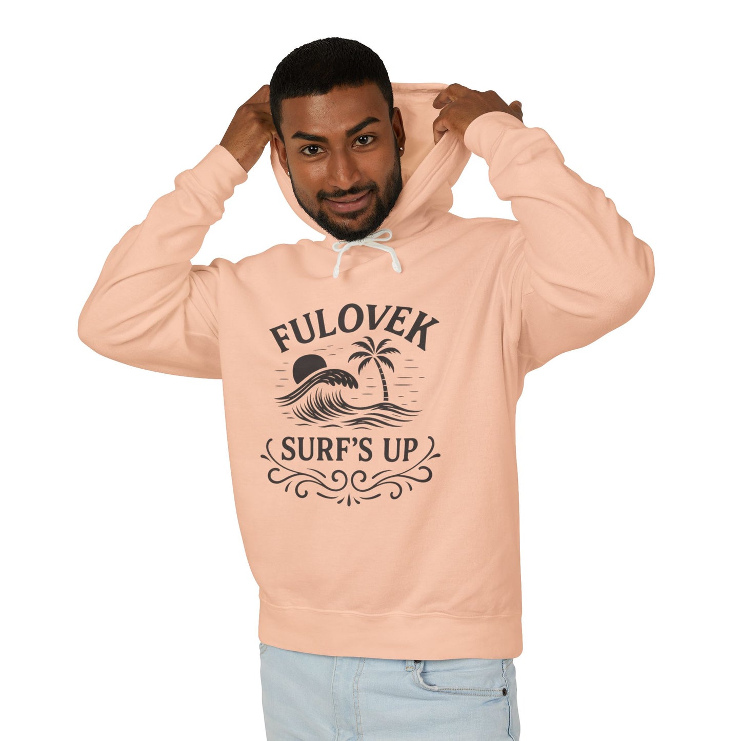 FULOVEK - Surf's Up Unisex Hooded Sweatshirt - Beach Vibes Apparel, Casual Wear, Gift for Surfers, Summer Fashion, Comfortable Lightweight Hoodie