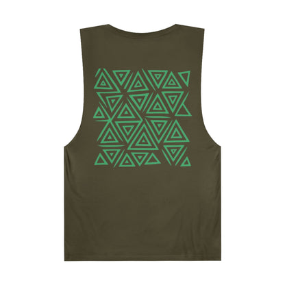 FULOVEK - Unisex Barnard Geometric Tribal GREEN Tank Top | Casual Summer Wear, Beach Attire, Workout Shirt, Graphic Tee, Gift for Friends