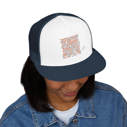 FULOVEK - Tribal Bohemian Embroidered 5 Panel Trucker Cap, Casual Streetwear Hat, Festival Accessory, Summer Fashion, Unique Gift Idea