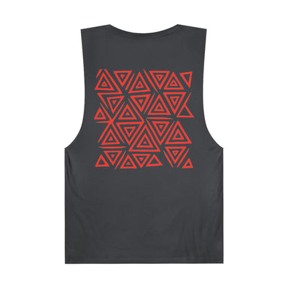 FULOVEK - Unisex Barnard Geometric Tribal RED Tank Top | Casual Summer Wear, Beach Attire, Workout Shirt, Graphic Tee, Gift for Friends