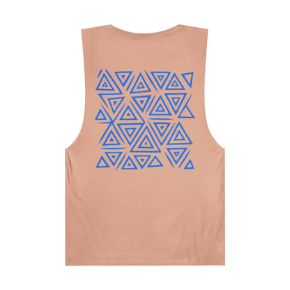 FULOVEK - Unisex Barnard Geometric Tribal BLUE Tank Top | Casual Summer Wear, Beach Attire, Workout Shirt, Graphic Tee, Gift for Friends