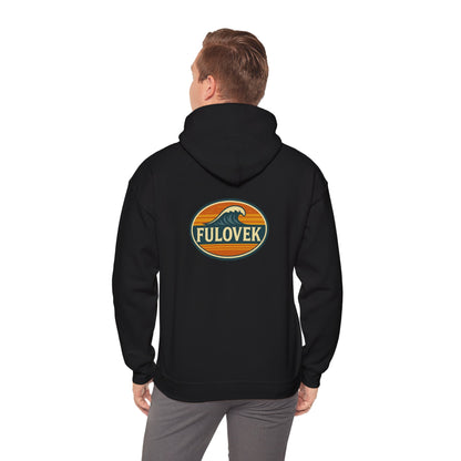 FULOVEK - Vintage Wave Logo Unisex Hoodie, Cozy Gift for Friends, Surf Culture Apparel, Casual Streetwear, Perfect for All Seasons