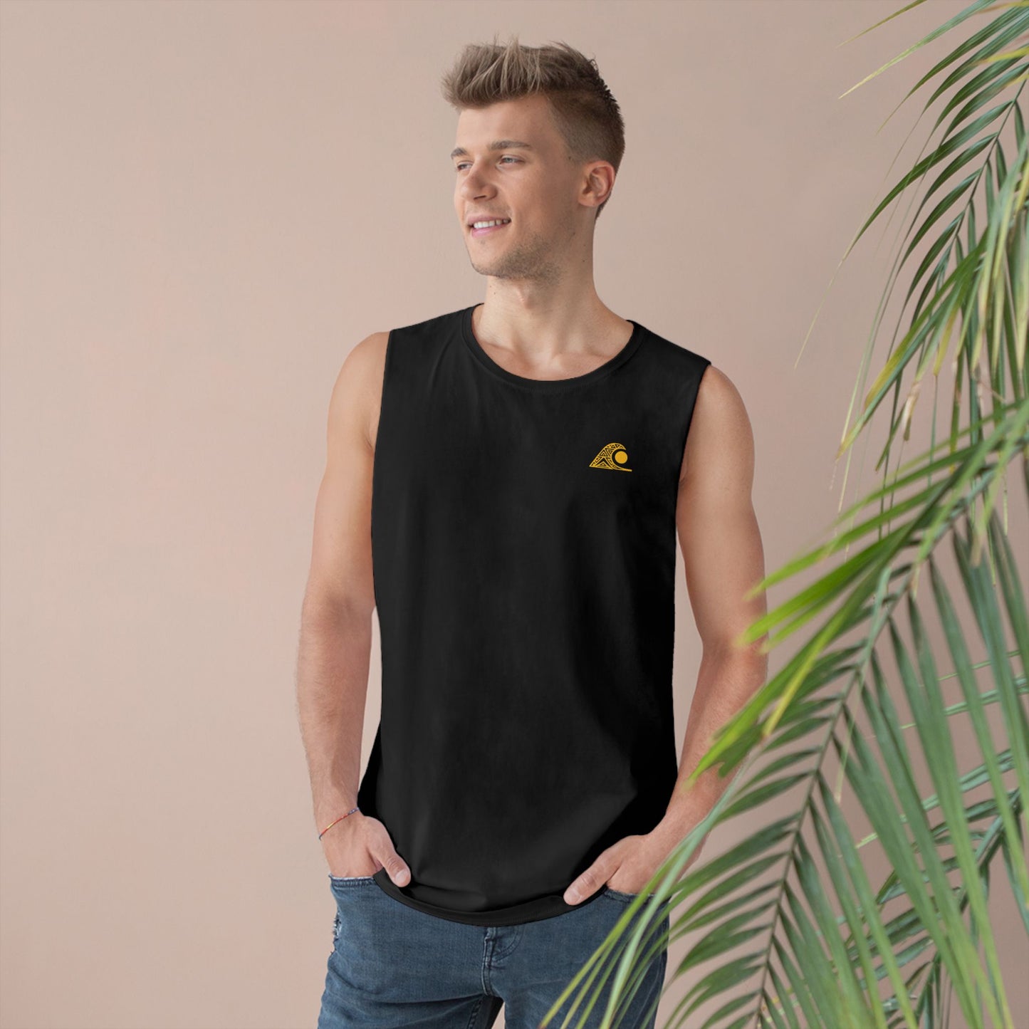 FULOVEK - Unisex Barnard Geometric Tribal YELLOW Tank Top | Casual Summer Wear, Beach Attire, Workout Shirt, Graphic Tee, Gift for Friends