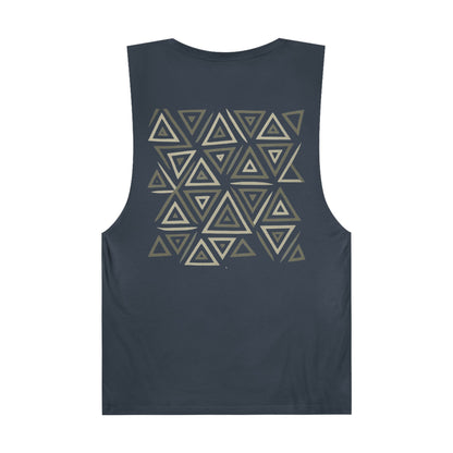 FULOVEK - Unisex Barnard Geometric Tribal GREY Tank Top | Casual Summer Wear, Beach Attire, Workout Shirt, Graphic Tee, Gift for Friends