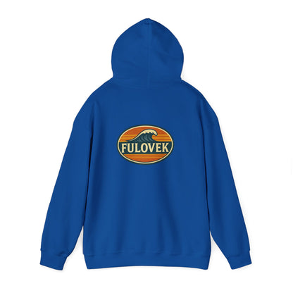 FULOVEK - Vintage Wave Logo Unisex Hoodie, Cozy Gift for Friends, Surf Culture Apparel, Casual Streetwear, Perfect for All Seasons