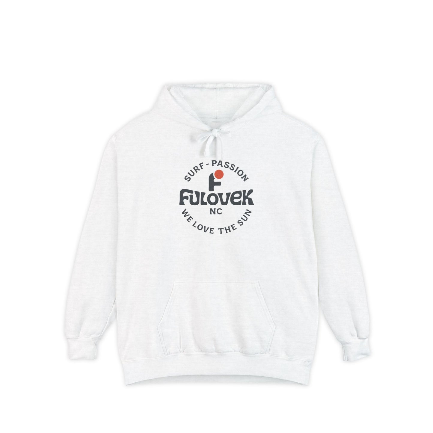 FULOVEK - Unisex Garment-Dyed Hoodie - Surf Passion, Casual Hoodie for Beach Lovers, Summer Apparel, Gift for Surfers, Travel Clothing