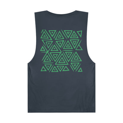 FULOVEK - Unisex Barnard Geometric Tribal GREEN Tank Top | Casual Summer Wear, Beach Attire, Workout Shirt, Graphic Tee, Gift for Friends