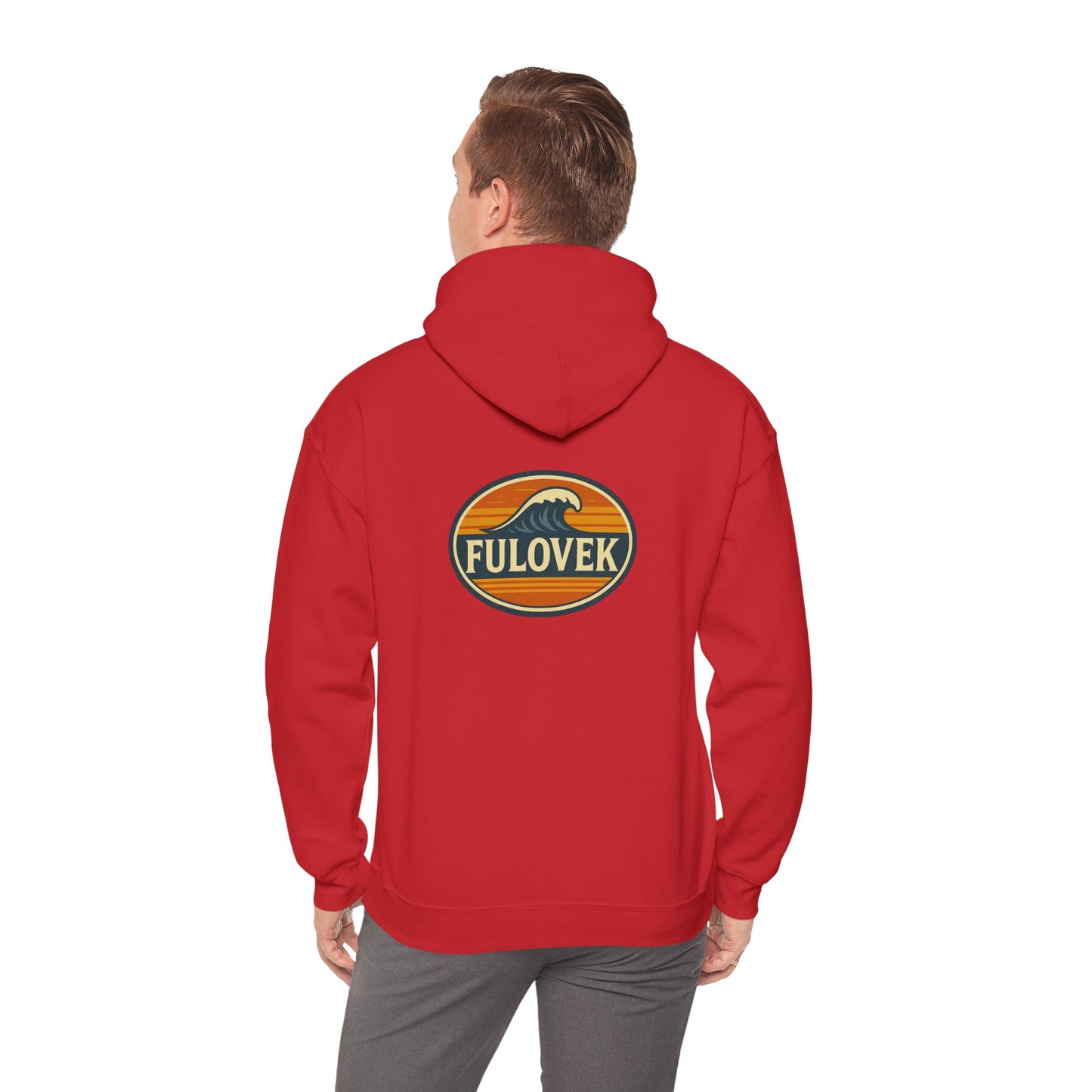 FULOVEK - Vintage Wave Logo Unisex Hoodie, Cozy Gift for Friends, Surf Culture Apparel, Casual Streetwear, Perfect for All Seasons