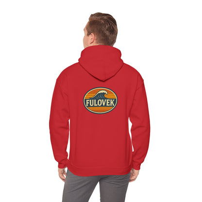 FULOVEK - Vintage Wave Logo Unisex Hoodie, Cozy Gift for Friends, Surf Culture Apparel, Casual Streetwear, Perfect for All Seasons