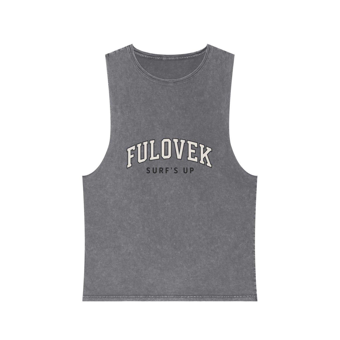 FULOVEK - Unisex Stonewash Tank Top - Surf's Up Design for Beach Lovers