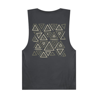 FULOVEK - Unisex Barnard Geometric Tribal GREY Tank Top | Casual Summer Wear, Beach Attire, Workout Shirt, Graphic Tee, Gift for Friends