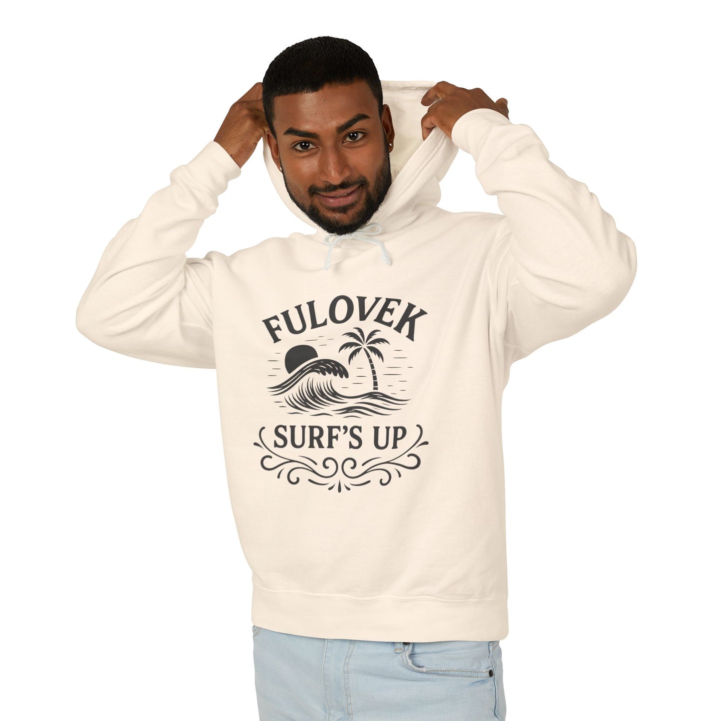 FULOVEK - Surf's Up Unisex Hooded Sweatshirt - Beach Vibes Apparel, Casual Wear, Gift for Surfers, Summer Fashion, Comfortable Lightweight Hoodie