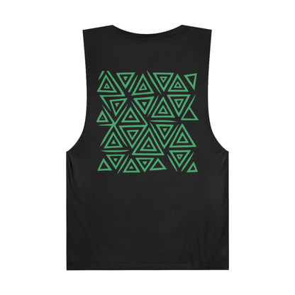 FULOVEK - Unisex Barnard Geometric Tribal GREEN Tank Top | Casual Summer Wear, Beach Attire, Workout Shirt, Graphic Tee, Gift for Friends