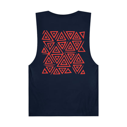 FULOVEK - Unisex Barnard Geometric Tribal RED Tank Top | Casual Summer Wear, Beach Attire, Workout Shirt, Graphic Tee, Gift for Friends