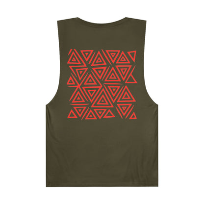 FULOVEK - Unisex Barnard Geometric Tribal RED Tank Top | Casual Summer Wear, Beach Attire, Workout Shirt, Graphic Tee, Gift for Friends