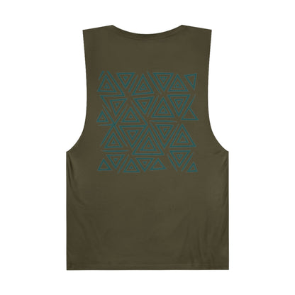 FULOVEK - Unisex Barnard Geometric Tribal DARK GREEN Tank Top | Casual Summer Wear, Beach Attire, Workout Shirt, Graphic Tee, Gift for Friends
