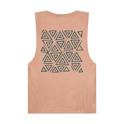 FULOVEK - Unisex Barnard Geometric Tribal DARK GREEN Tank Top | Casual Summer Wear, Beach Attire, Workout Shirt, Graphic Tee, Gift for Friends