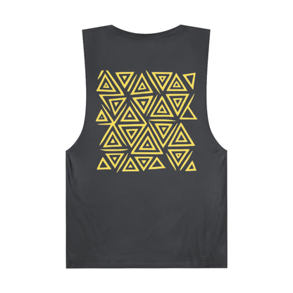 FULOVEK - Unisex Barnard Geometric Tribal YELLOW Tank Top | Casual Summer Wear, Beach Attire, Workout Shirt, Graphic Tee, Gift for Friends