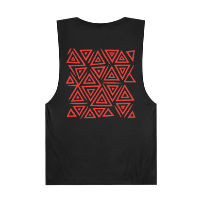 FULOVEK - Unisex Barnard Geometric Tribal RED Tank Top | Casual Summer Wear, Beach Attire, Workout Shirt, Graphic Tee, Gift for Friends