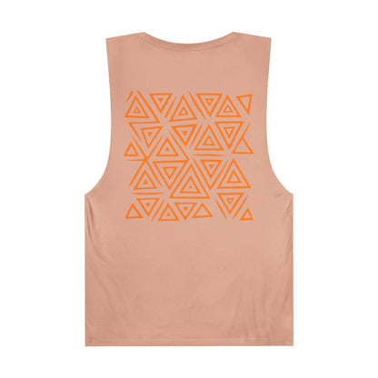FULOVEK - Unisex Barnard Geometric Tribal ORANGE Tank Top | Casual Summer Wear, Beach Attire, Workout Shirt, Graphic Tee, Gift for Friends