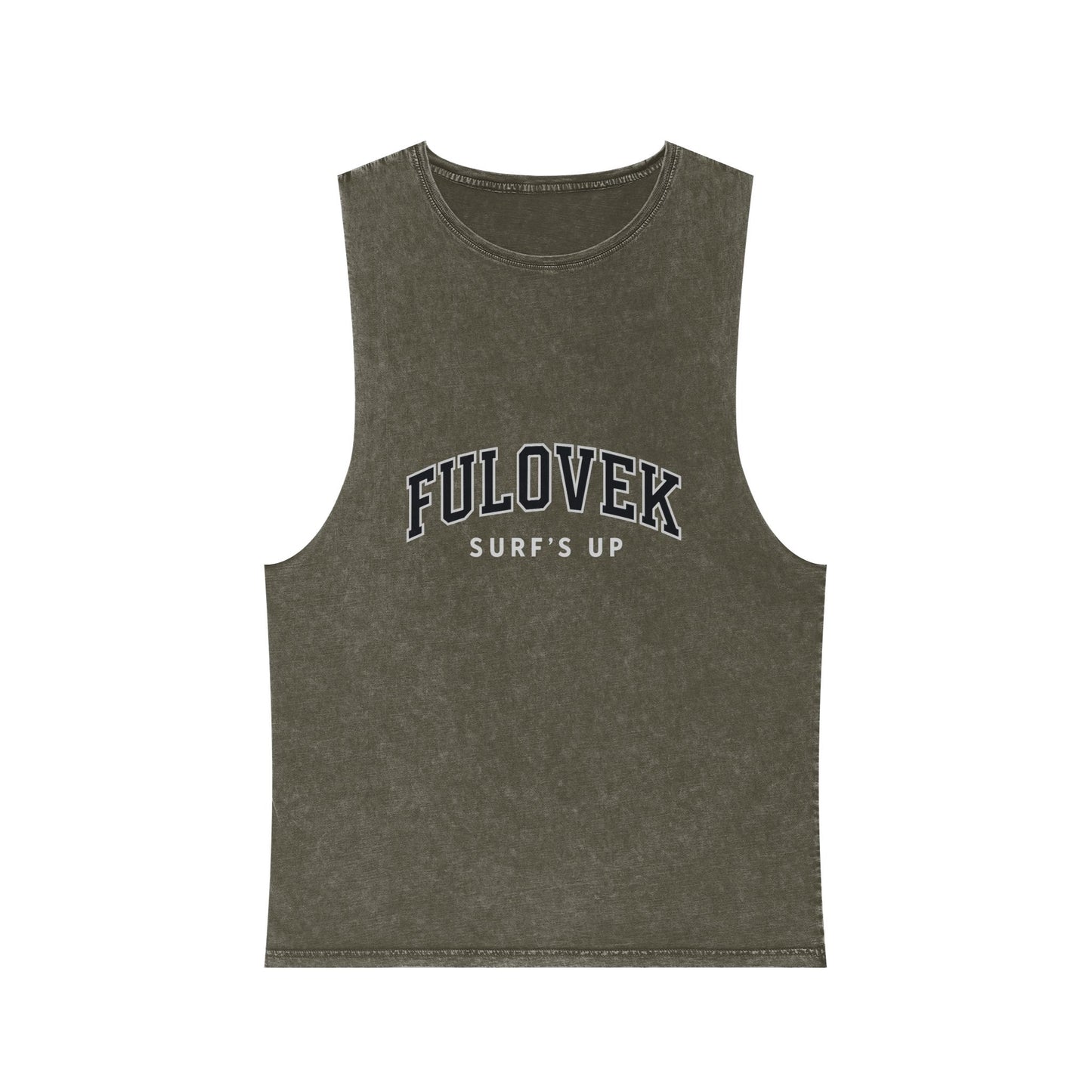 FULOVEK - Unisex Stonewash Tank Top - Surf's Up Design for Beach Lovers