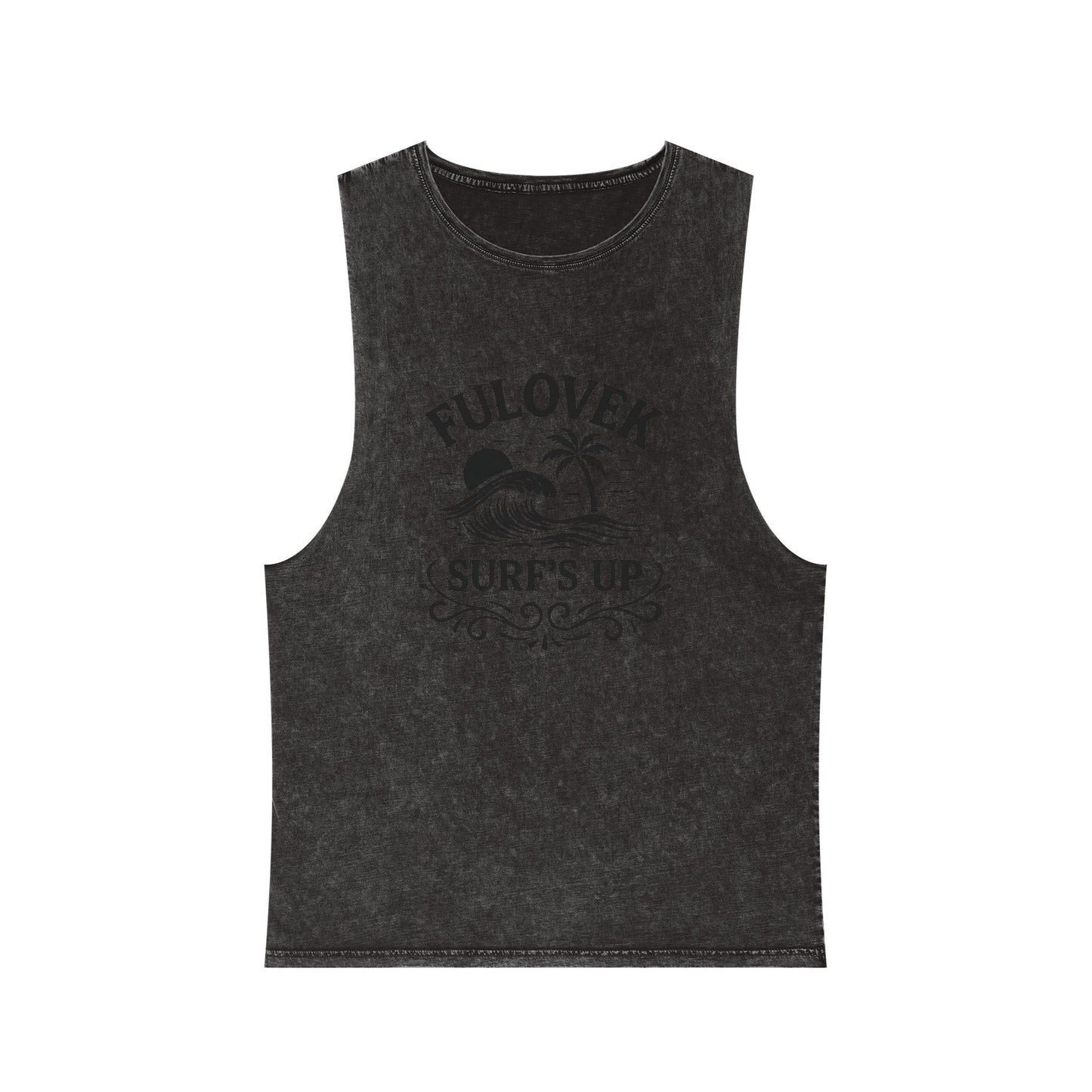 FULOVEK - Unisex Stonewash Tank Top - Surf's Up Design for Beach Lovers