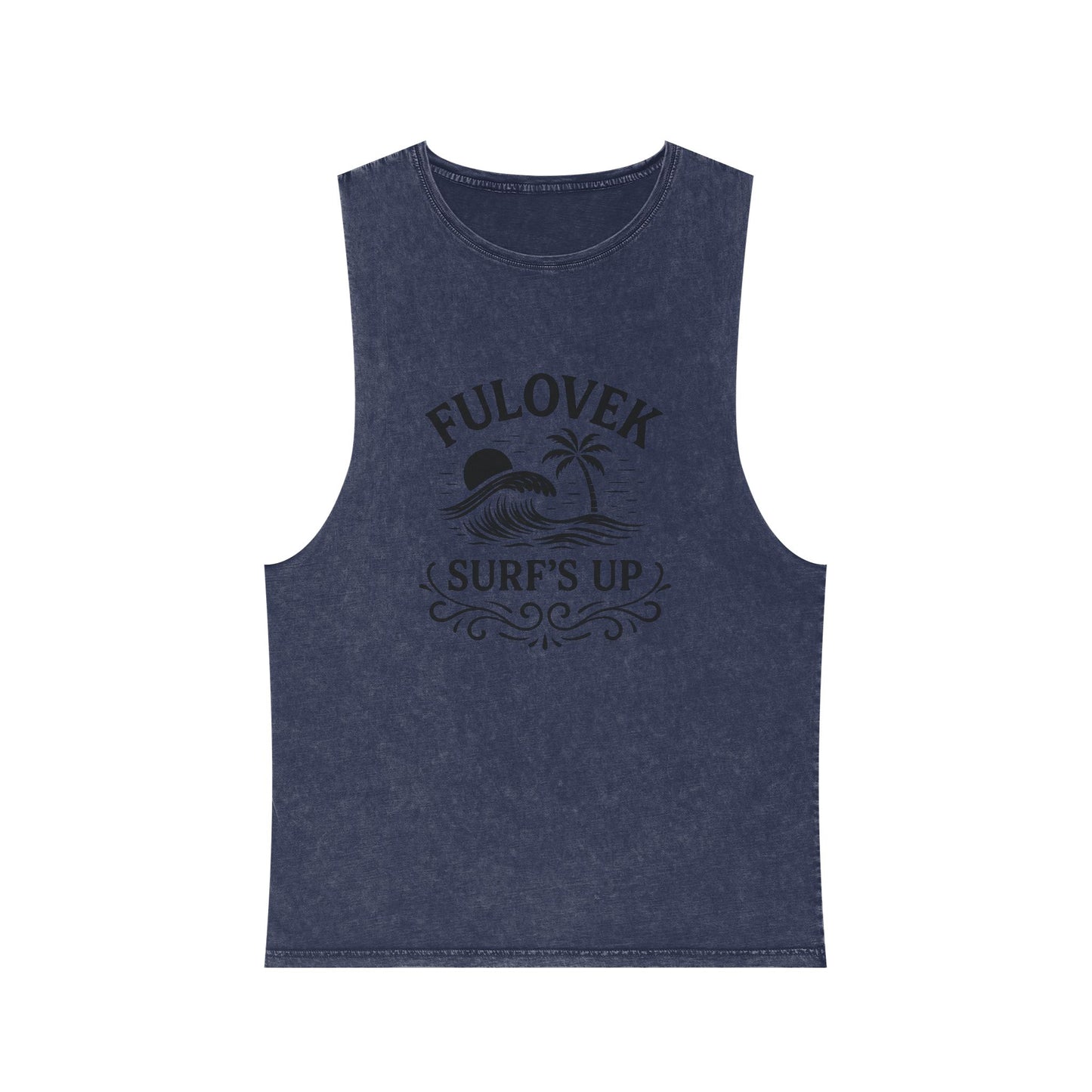 FULOVEK - Unisex Stonewash Tank Top - Surf's Up Design for Beach Lovers