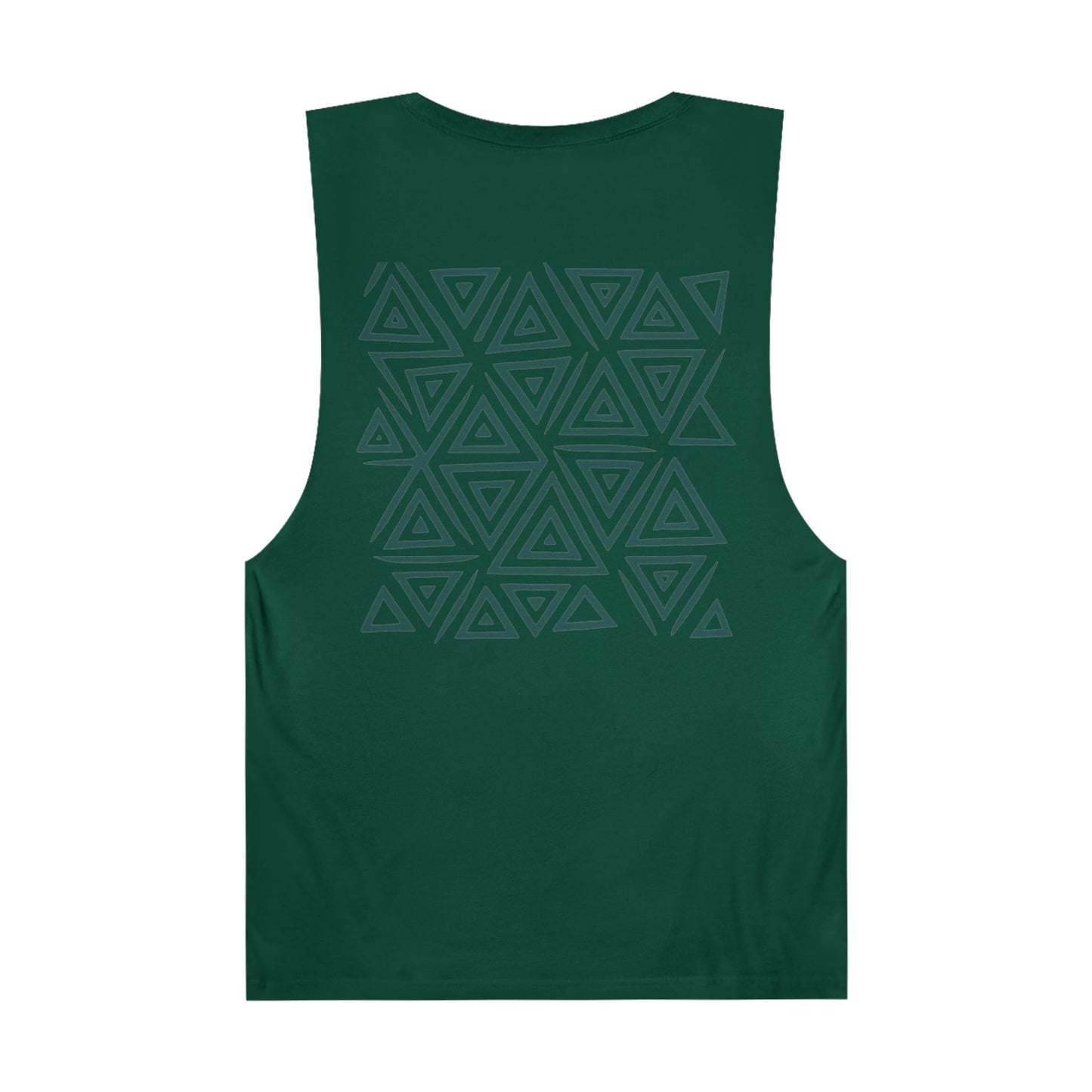 FULOVEK - Unisex Barnard Geometric Tribal DARK GREEN Tank Top | Casual Summer Wear, Beach Attire, Workout Shirt, Graphic Tee, Gift for Friends