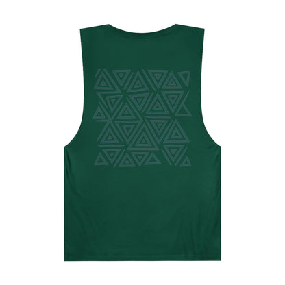 FULOVEK - Unisex Barnard Geometric Tribal DARK GREEN Tank Top | Casual Summer Wear, Beach Attire, Workout Shirt, Graphic Tee, Gift for Friends