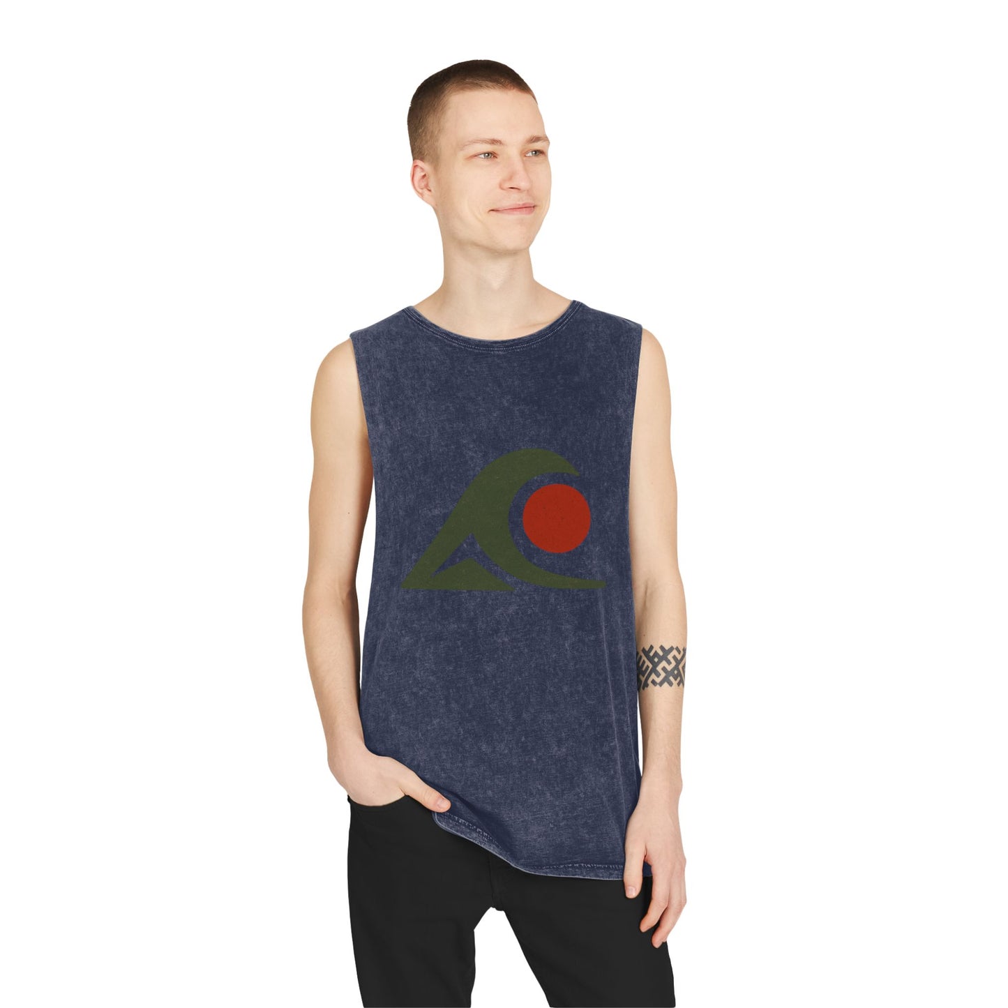 Unisex Stonewash Graphic Tank Top - Vibrant Retro Wave Design, Summer Beachwear, Casual Layering, Gift for Outdoor Lovers, Trendy [...]