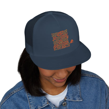 FULOVEK - Tribal Bohemian Embroidered 5 Panel Trucker Cap, Casual Streetwear Hat, Festival Accessory, Summer Fashion, Unique Gift Idea