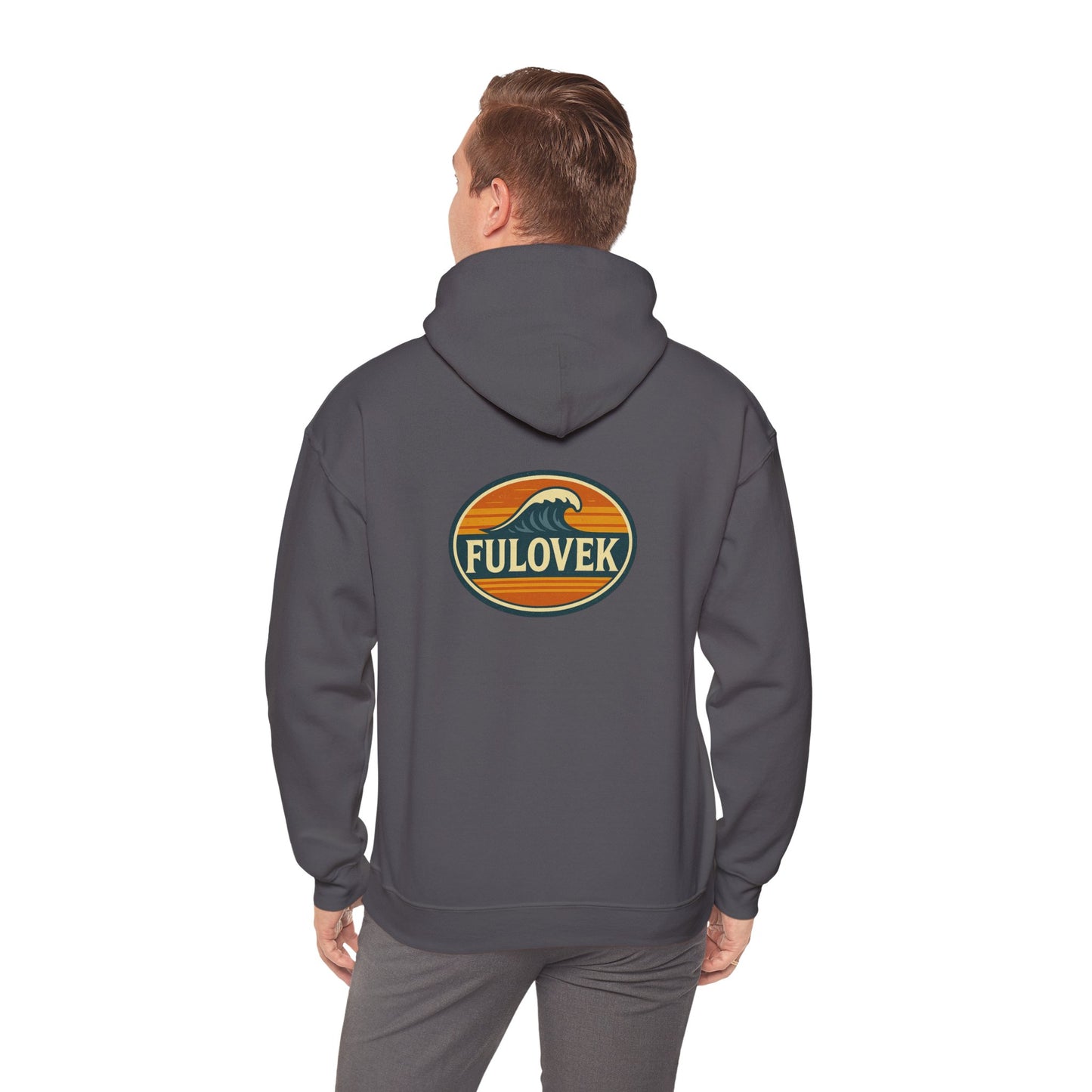 FULOVEK - Vintage Wave Logo Unisex Hoodie, Cozy Gift for Friends, Surf Culture Apparel, Casual Streetwear, Perfect for All Seasons