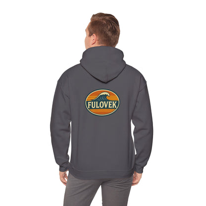 FULOVEK - Vintage Wave Logo Unisex Hoodie, Cozy Gift for Friends, Surf Culture Apparel, Casual Streetwear, Perfect for All Seasons