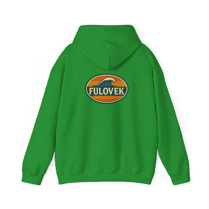 FULOVEK - Vintage Wave Logo Unisex Hoodie, Cozy Gift for Friends, Surf Culture Apparel, Casual Streetwear, Perfect for All Seasons